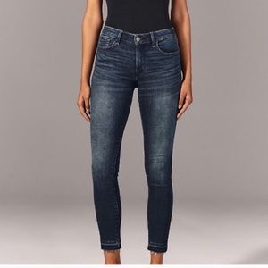 Abercrombie high rise raw hem ankle skinny jeans